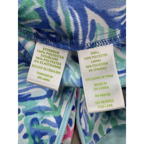 Lilly Pulitzer Donna Romper Dress Sz 2 Feel The Beat Engineered Pink Blue Preppy - Picture 12 of 16